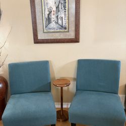 Modern Teal Accent Chairs – Slipper Chairs (Set of 2)