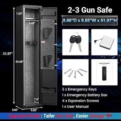 2-3 Gun Safe for Rifles with No Assembly Needed, 52”H Long Rifle Safes for Home, Quick Access Gun Safes, Rifle Gun Safe with Removable Shelf, Gun Cabi