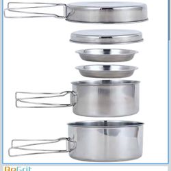 BeGrit Backpacking Camping Cookware Mini Picnic Camping Cooking Mess Kit with Pot and Pan Set for Hiking