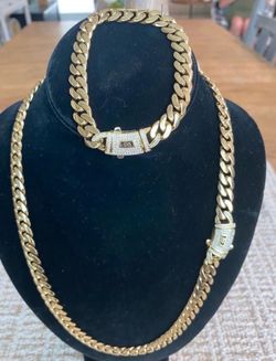 10mm Miami Cuban Link Set - Chain 24” and 8.5” Bracelet  Gold Plated