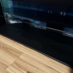 Modern Black Glass & Metal TV Stand — Sleek & Sturdy 35 OBO