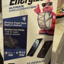 Energizer Ultimate Wireless Powerbank 10000mah For All Phones New In Box