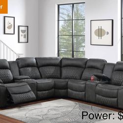 Power Recliner Sectional Sofa 