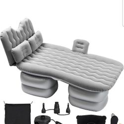Inflatable Car Travel Air Mattress,Car Camping Mattress Sleeping Bed with Two Air Pillows,Two Foot Pads,Inflatable Pump,Neck Pillow
