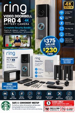 🔔 RING PRO 4K BATTERY VIDEO DOORBELL + CHIME PRO BUNDLE | BRAND NEW WITH FREE HOUSING MOUNT🔔