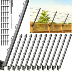 Hulave 12-Pack Angle 25° Fence Post Extender High 32" Fence Barbed Wire Extend Arm for Outdoor Fences to Increase Height for privacy,security prevent 
