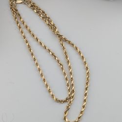 C12✨ 18"-10K Gold Hollow Mirror Cut Rope Link Chain ✨