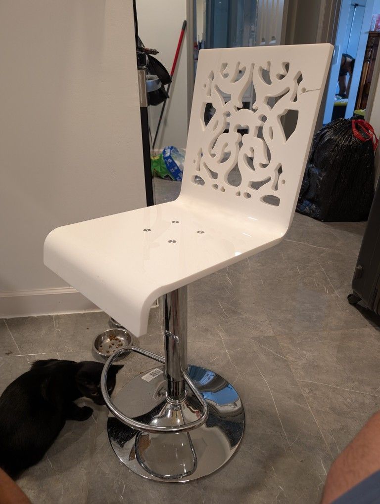 White Bar Stool Chair Art Decorative Fancy Designer Chairs