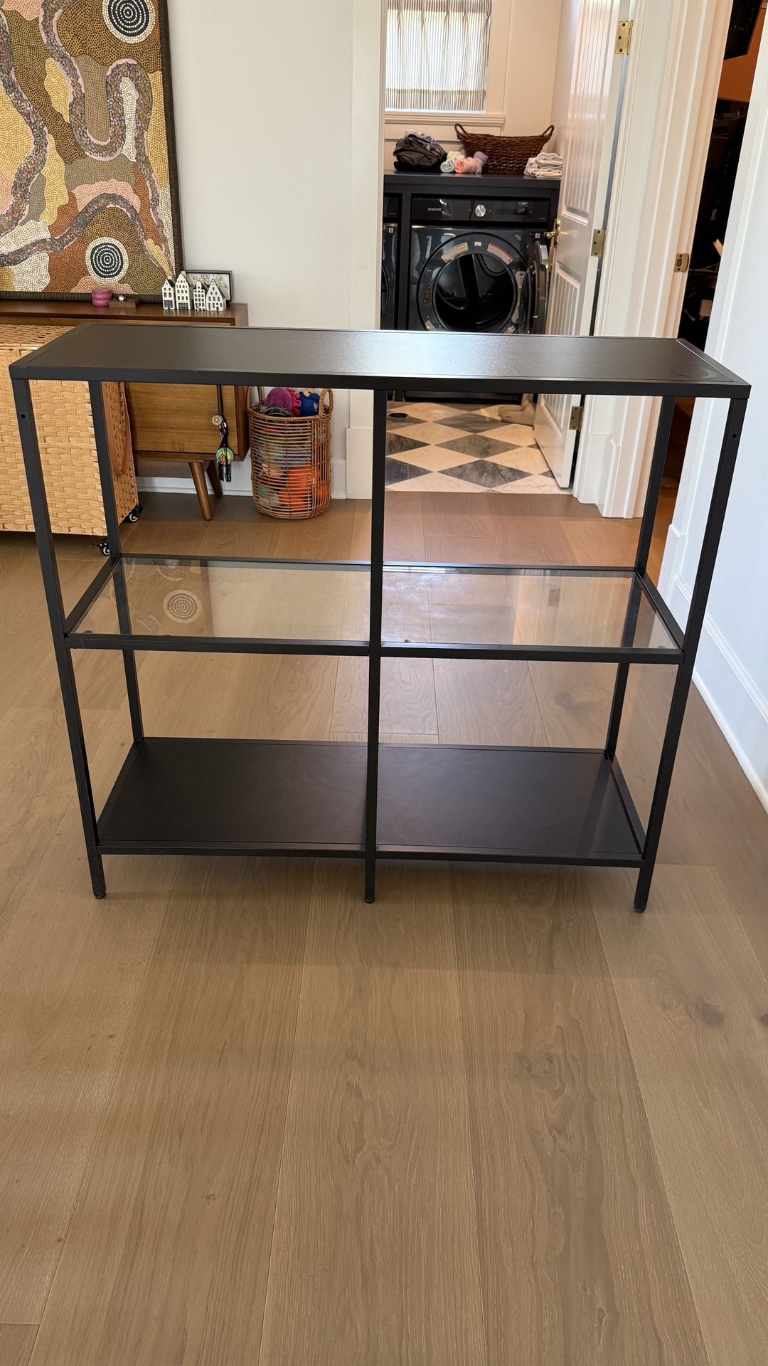 Modern Black Metal & Glass Shelf