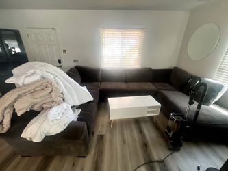 Dark Brown Fabric Sectional Sofa
