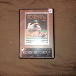 Rickey Henderson Plaque Leaf Record Steel Card