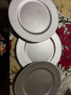 Silver Beaded Charger Plates Set of 3