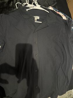 Goodfellow & Co. Men’s Short Sleeve Ribbed Button-Down Shirt - Dark Grey (Size Large)