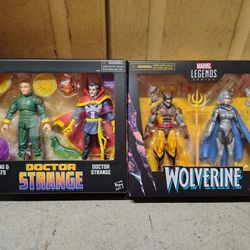 Set of 2 Marvel Legends Series: Dr Strange w/Wong & Bats and Wolverine & Lilandra 50th Anniv