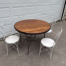 Vintage Ice Cream Parlor Table With Chairs