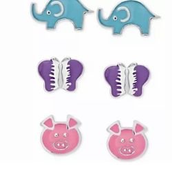 Macys Children's 3Pc. Set Stud Earrings in 18k Gold-Plated Sterling Silver