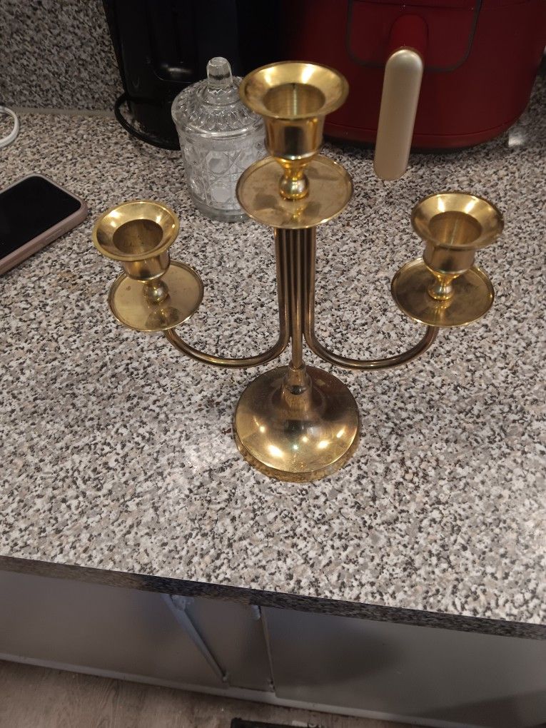 Brass 3 Candle Holder 