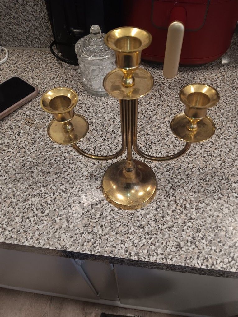 Brass 3 Candle Holder