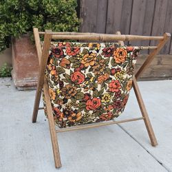 Vintage MCM Sewing/Magazine Foldable Basket