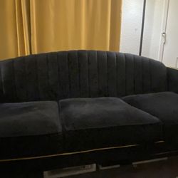 Velvet Couch Black 