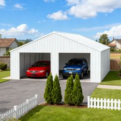 33FT x 25FT Metal Garage Barn – Reinforced Steel Structure with Dual Doors Storage Shed