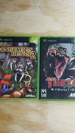 Xbox Original/ Will work with Xbox 360. 2 pack Cabela's Dangerous Hunt 2, Turok Evolution