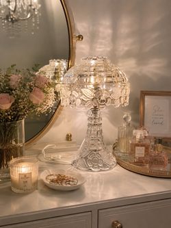 Crystal Glass Floral Table Lamp