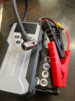 Battery jump, starter, and air compress