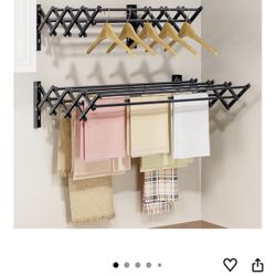 Laundry Drying Rack Wall Mount - Towel Rack Collapsible, Accordion Clothes Drying Rack, Clothes Airer for Bathroom Balcony Laundry Room Wall Mounted, 