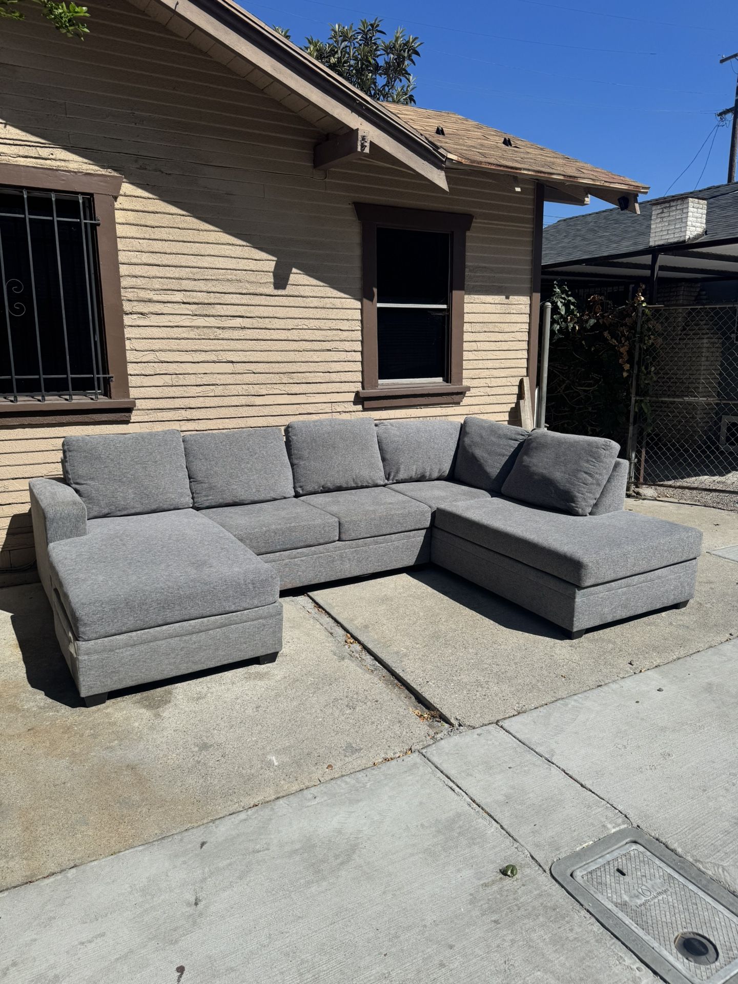 Bonaterra Charcoal Grey Fabric 127" 2 Piece U-Shaped Sectional with Left Arm Facing Sofa Chaise