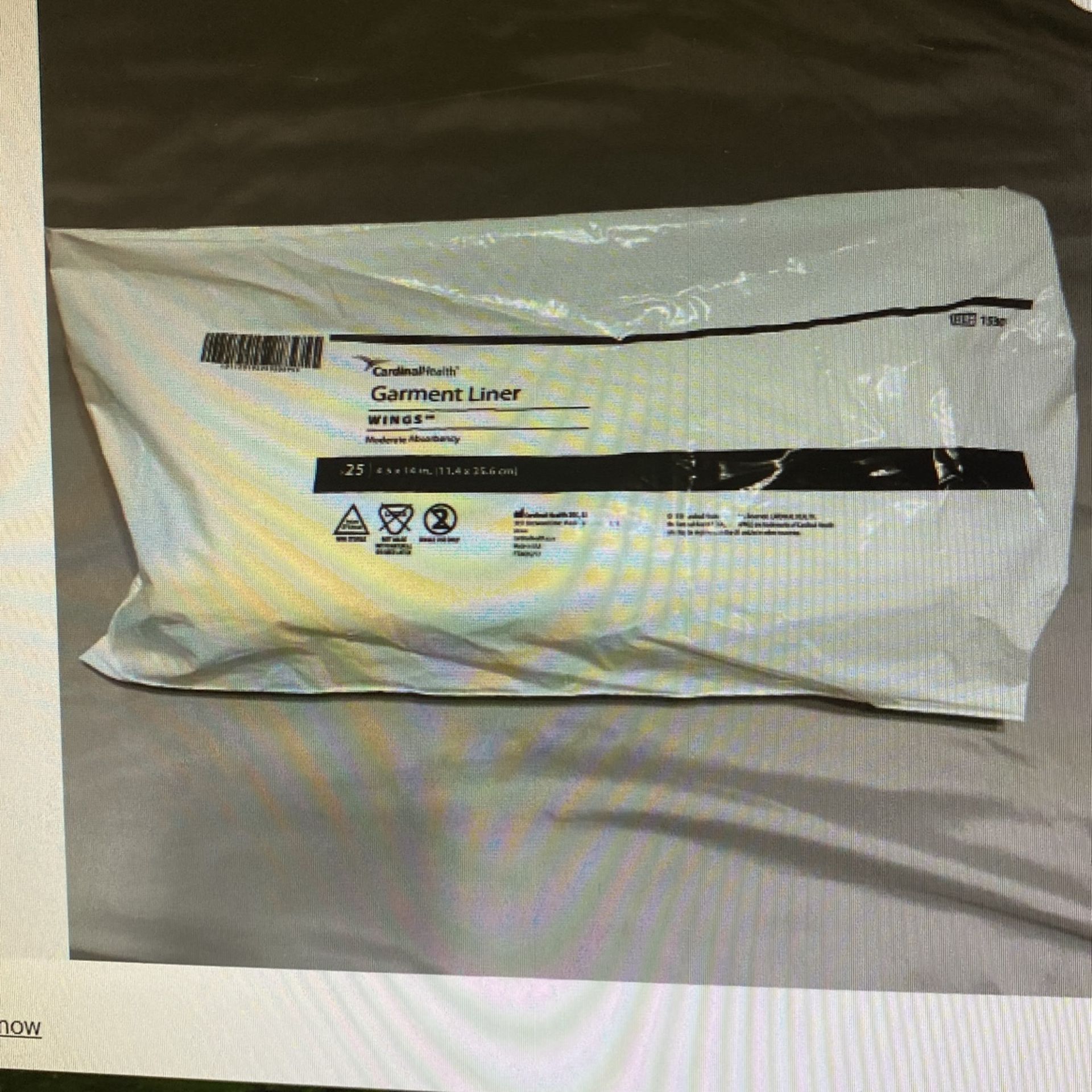 100 Cardinal Health, 1530 Garment, Liner, Wings, Moderate Absorbency