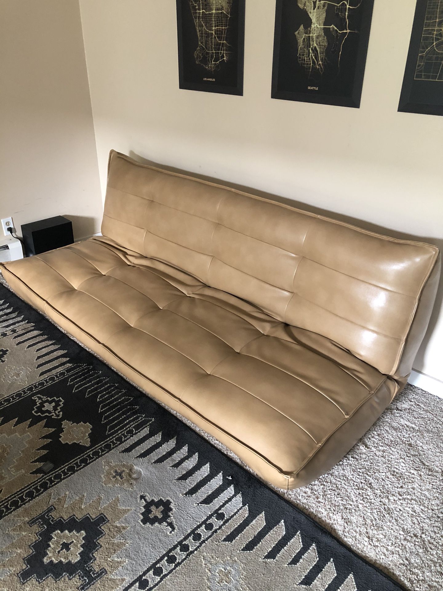 Recycled leather futon