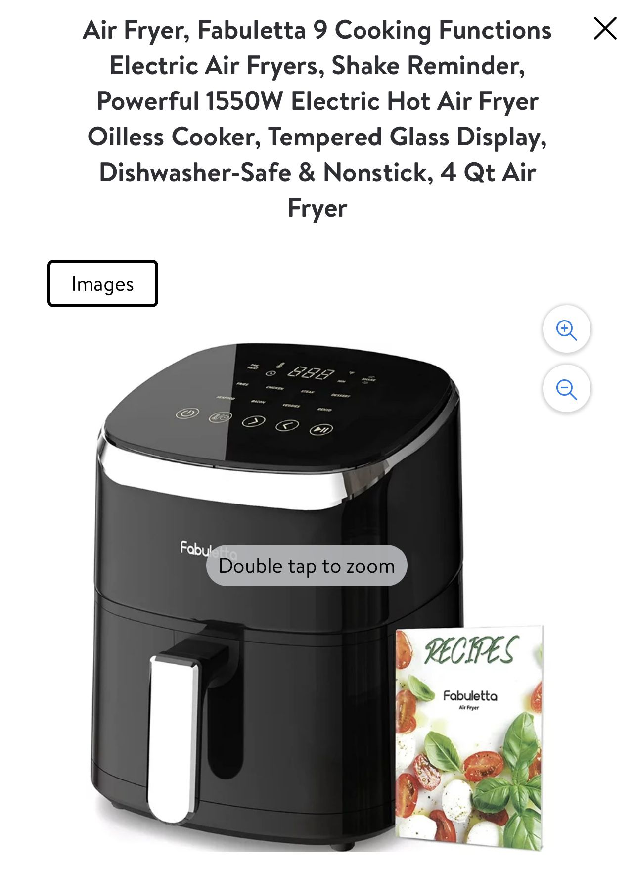 Air Fryer, Fabuletta 9 Cooking Functions Electric Air Fryers, Shake  Reminder, Powerful 1550W Electric Hot Air Fryer Oilless Cooker, Tempered  Glass Dis for Sale in Downey, CA - OfferUp