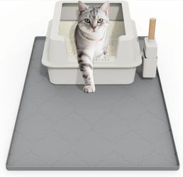 Cat Mat for Litter Box, 34" X 22" Large Silicone Cat Litter Trapping Mat