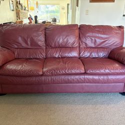 Maroon Couch And Ottoman 