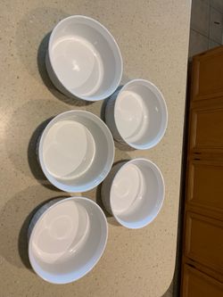 Corning ware round French white bowls