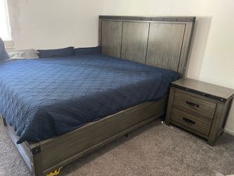 King Bed Frame and Nightstand Set