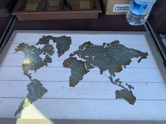 Rustic Galvanized Metal World Map Wall Art (Hobby Lobby)
