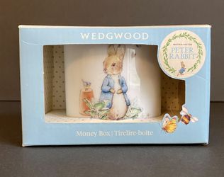 Wedgwood Beatrix Potter Peter Rabbit Blue Porcelain Money Box New/Box