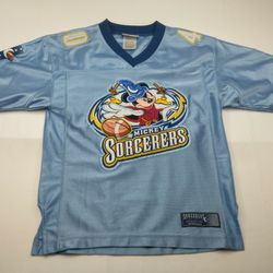 Vtg Disney World Mickey Mouse Sorcerers Football Jersey Youth Medium