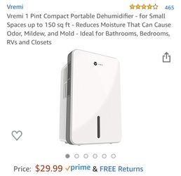 Compact Portable dehumidifier 1 pint