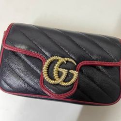 Gucci Marmont black and red chain bag