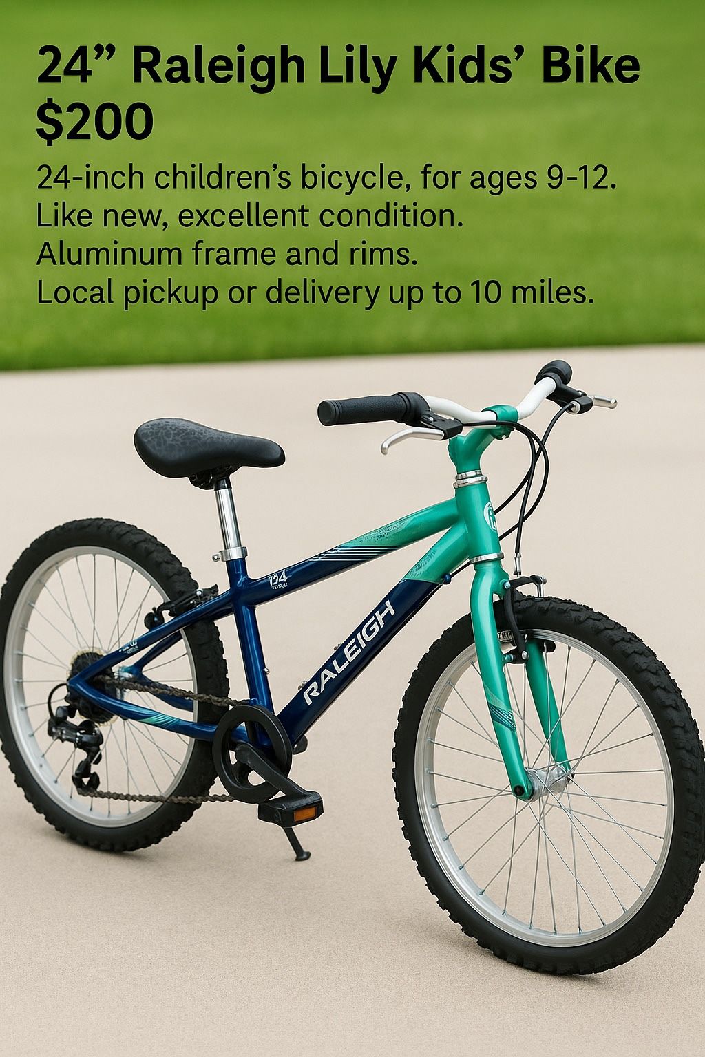 This Raleigh Lily 24" is perfect for kids ages 9 to 12 and is in excellent condition – barely used!