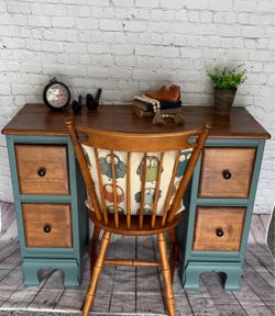 Refinished Wood Writing Desk Set