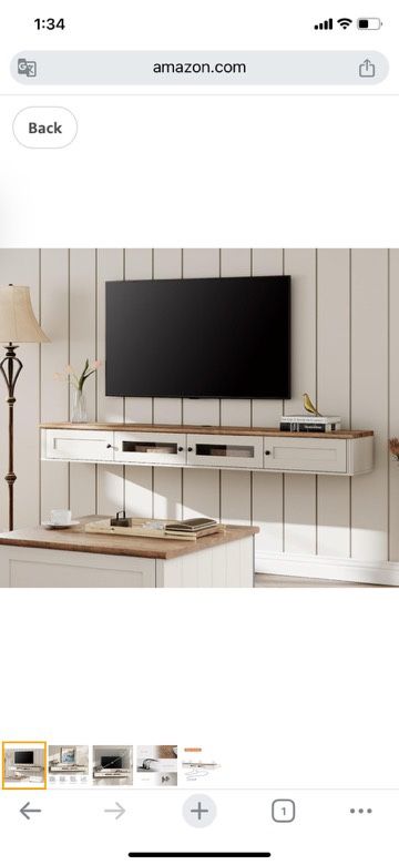 Floating TV Stand for TVs up to 80 Inch, Wooden Floating TV Shelf with Storage Cabinet, Modern Floating TV Shelf Entertainment Center for Living Room,