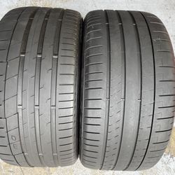 Two Tires 285/35/20 Pirelli And Continental Tires With 70-75% Left Great Pair 