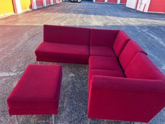 Burgundy Red Sectional Sofa with Ottoman – FREE Curbside Delivery