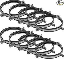 10 Pack Vent Systems 6" Inch Pipe Clamp Rubber Lining Adjustable HVAC