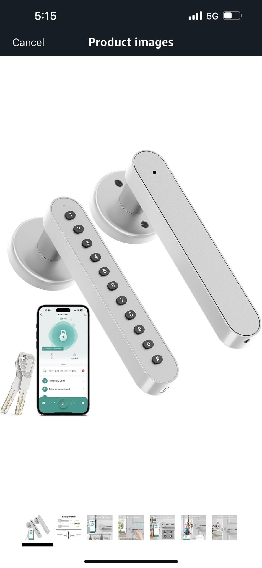 Smart Door Knob with Keypad Keyless Entry Door Lock Keypad Door Lock with Handle Code Door Locks for Bedrooms,Home, Office, Hotel, 3 in 1 Keys/Code/Tu