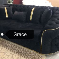 Allita Luxury Black Sofa Loveseat  🖤delivery next day 👻no credit needed 🫂$1799
